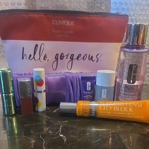 Clinique Lipstick and Skincare Collection with Purple and Orange Hues